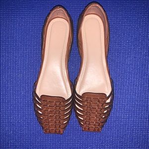 Man made Brown Leather Flat Shoes